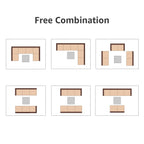 Ensemble de canapés d'extérieur sectionnels rembourrés en osier et acier, 7 pièces