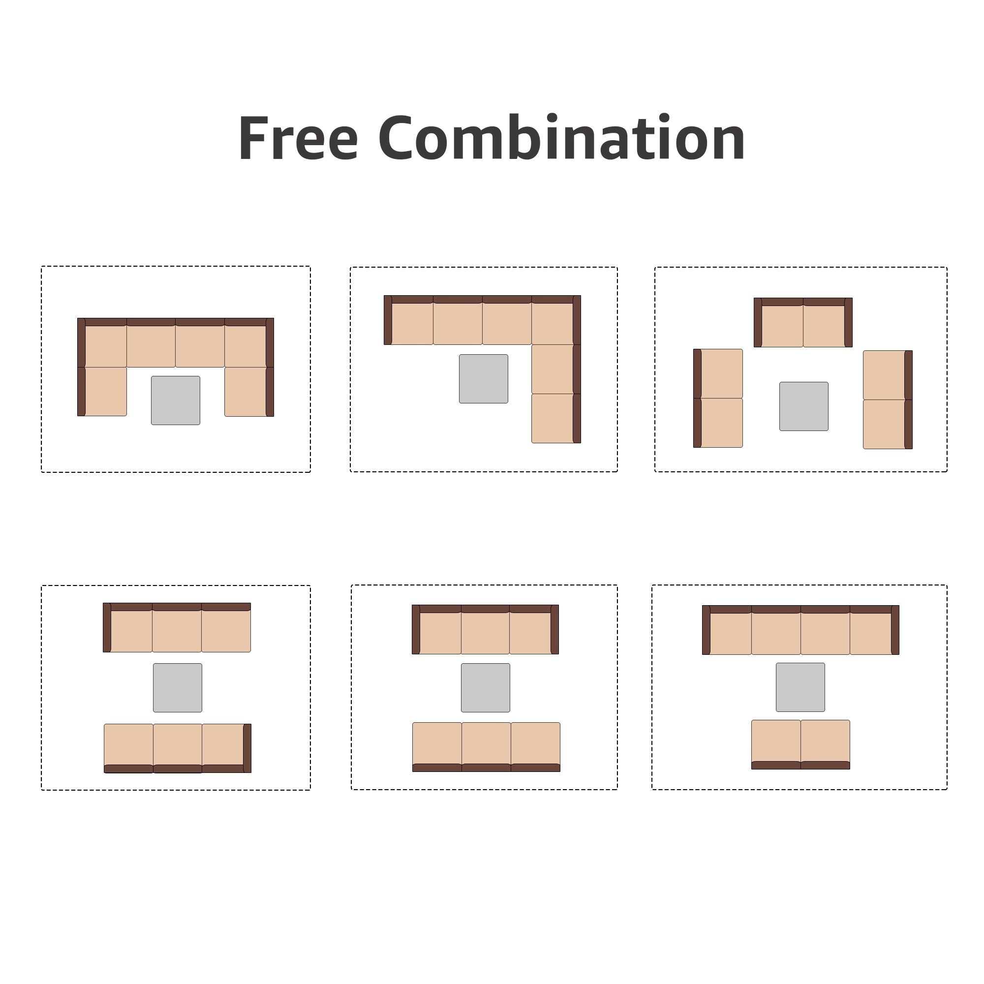 Ensemble de canapés d'extérieur sectionnels rembourrés en osier et acier, 7 pièces