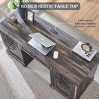 Bureau exécutif Farmhouse 60, bureau en bois pour la maison, bureau d'ordinateur