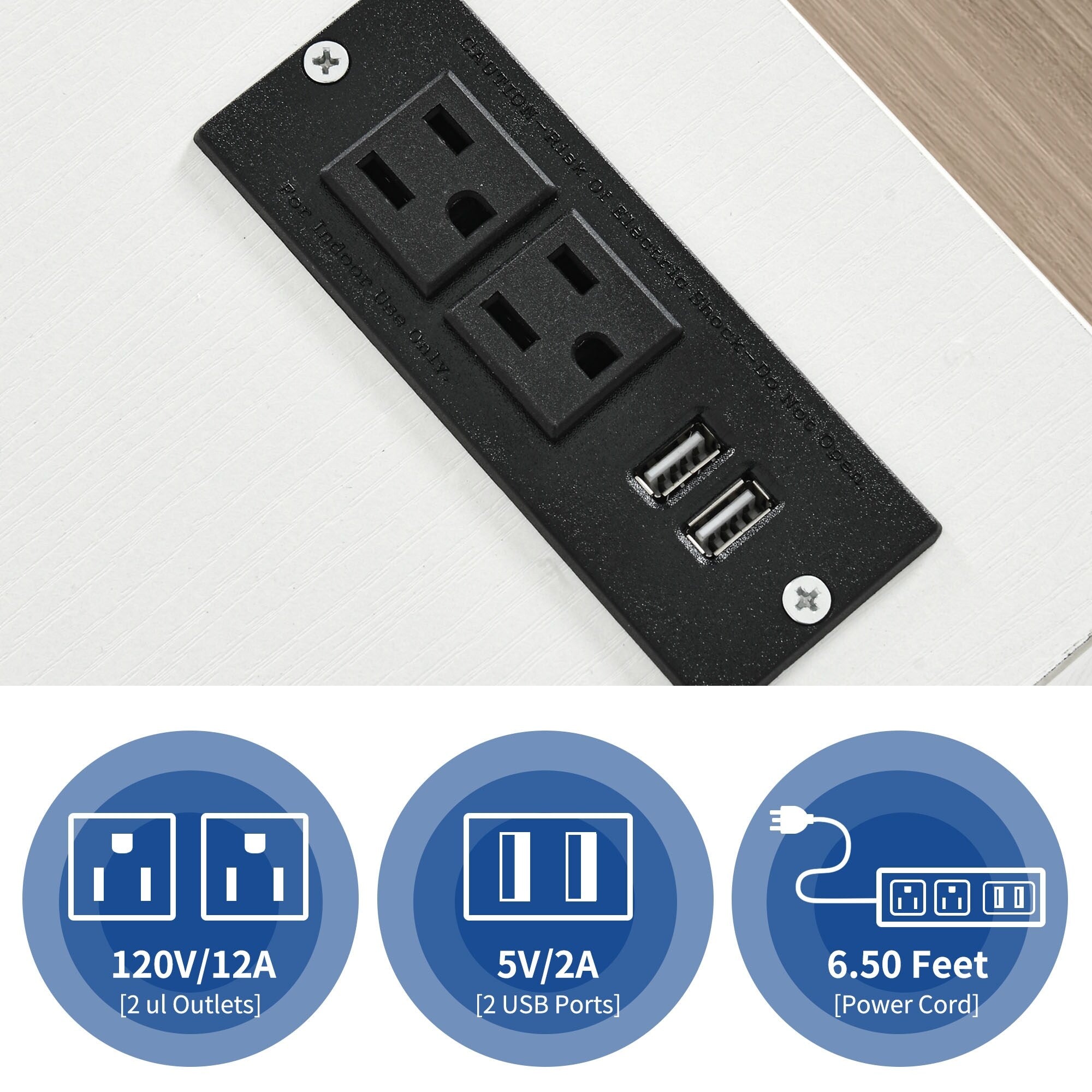Classeur latéral mobile en bois avec station de charge verrouillable, compatible avec les dossiers de format A4, Lettre et Légal