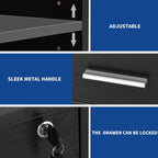 Classeur latéral mobile en bois avec station de charge verrouillable, compatible avec les dossiers de format A4, Lettre et Légal