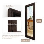 Miroir de sol pleine longueur avec cadre en bois rustique de style ferme - 65 x 24