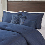 Parure de couette surdimensionnée et rembourrée en denim bleu Woolrich Perry
