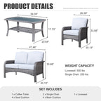 Ensemble de conversation de 4 pièces pour patio extérieur XIZZI avec table