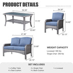 Ensemble de conversation de 4 pièces pour patio extérieur XIZZI avec table