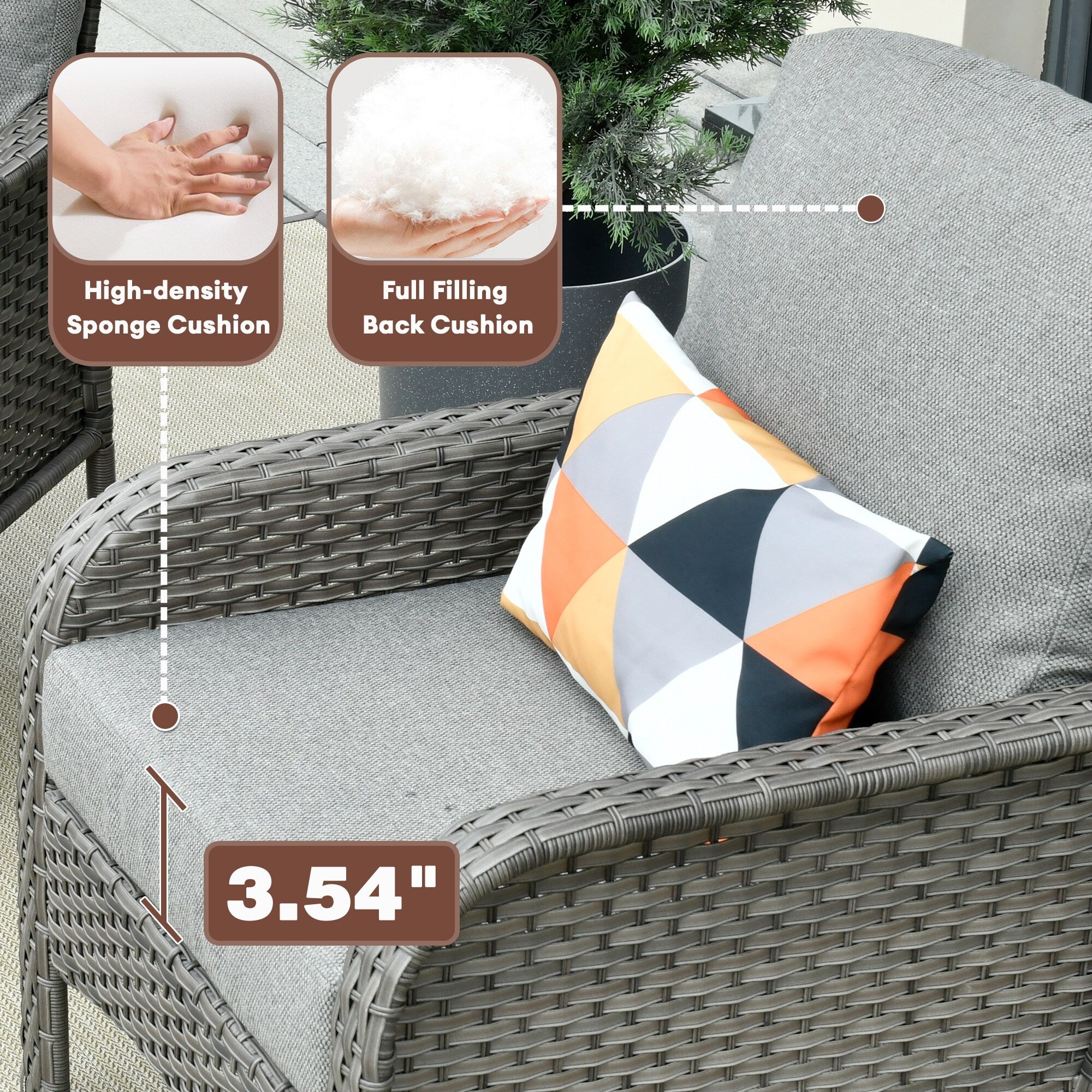 Ensemble de conversation de 4 pièces pour patio extérieur XIZZI avec table