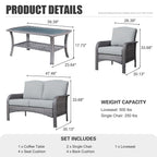 Ensemble de conversation de 4 pièces pour patio extérieur XIZZI avec table