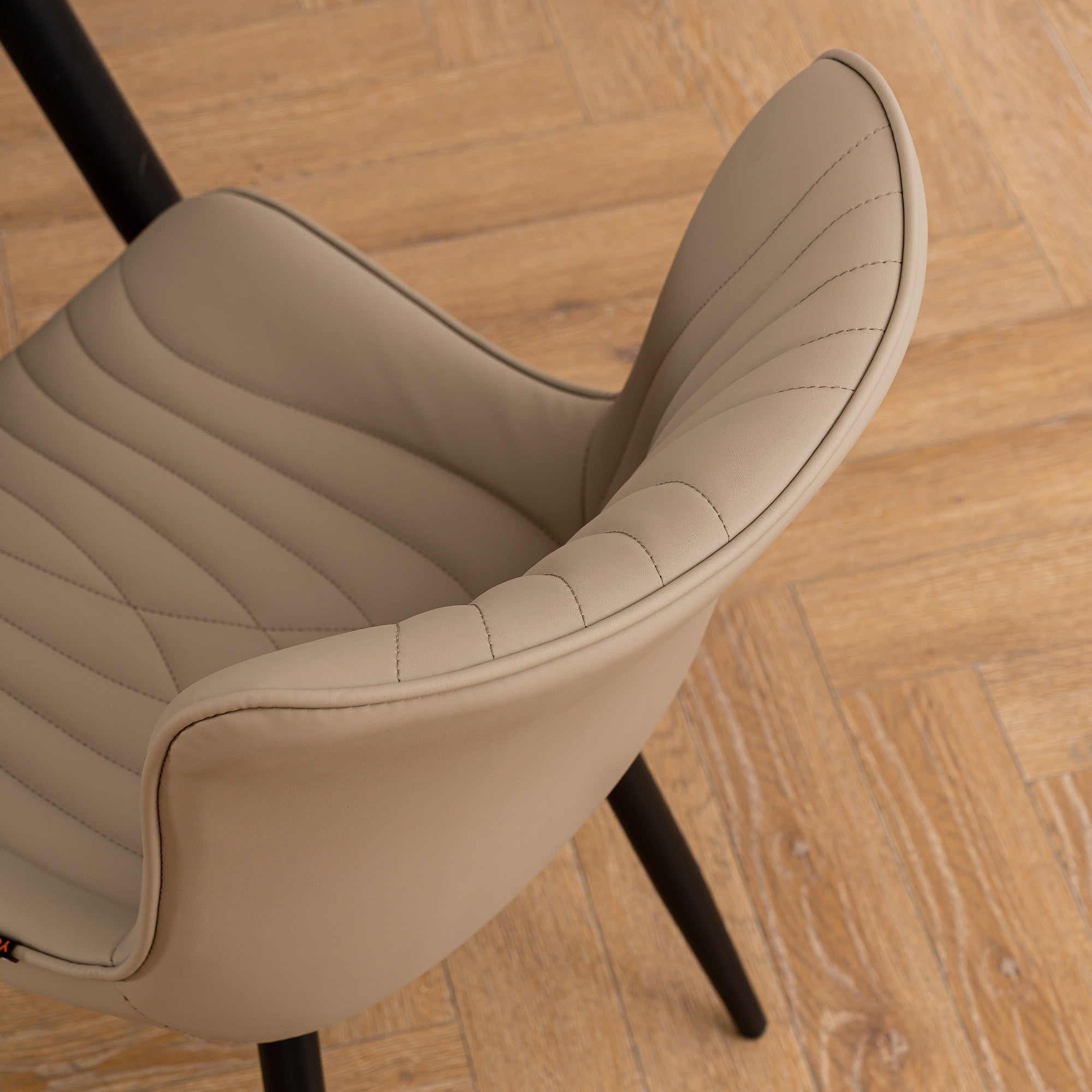 Lot de 2 chaises de salle à manger modernes en cuir rembourré sans accoudoirs