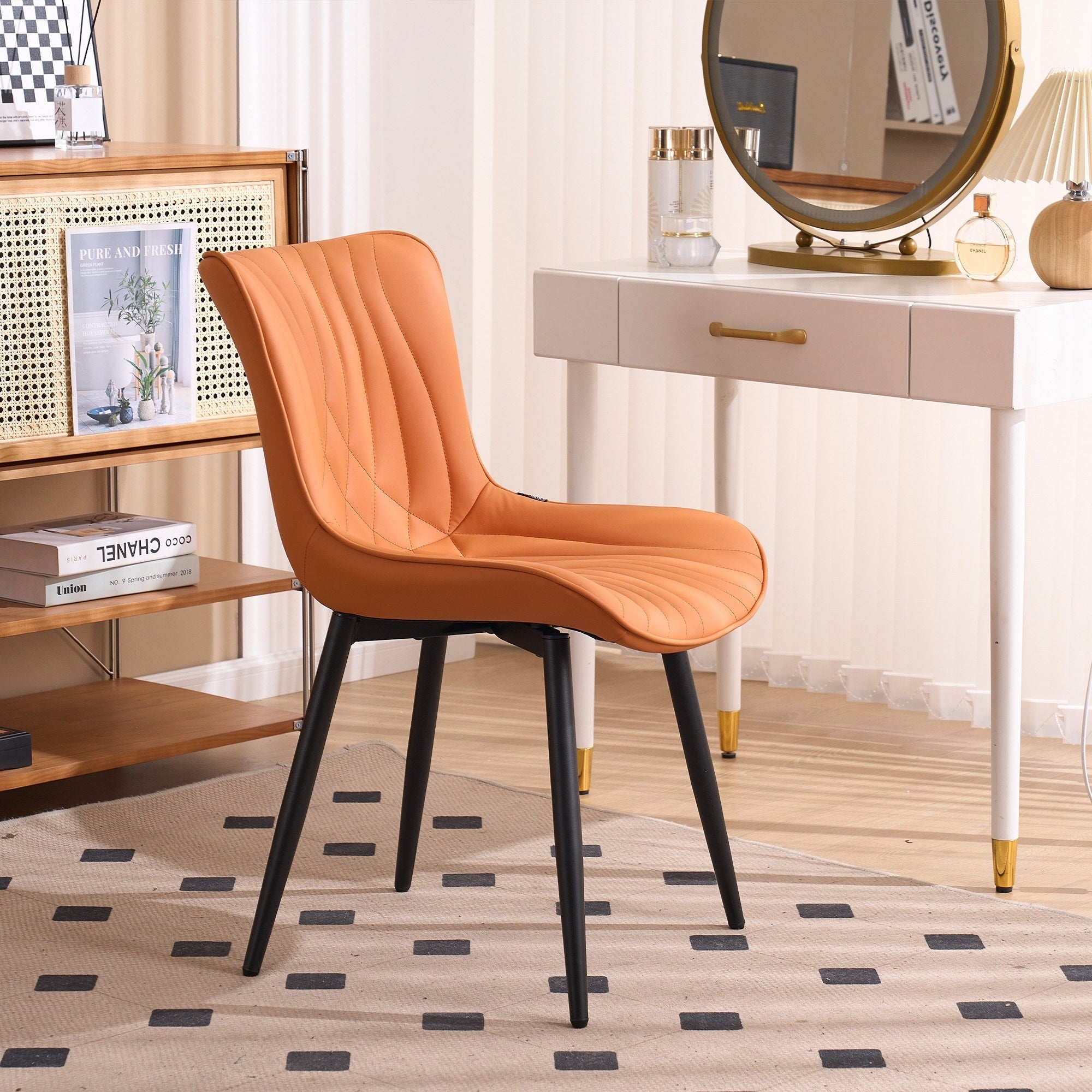 Lot de 2 chaises de salle à manger modernes en cuir rembourré sans accoudoirs