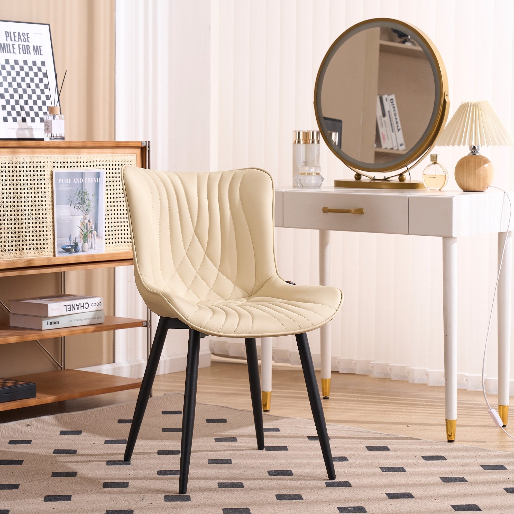 Lot de 2 chaises de salle à manger modernes en cuir rembourré sans accoudoirs