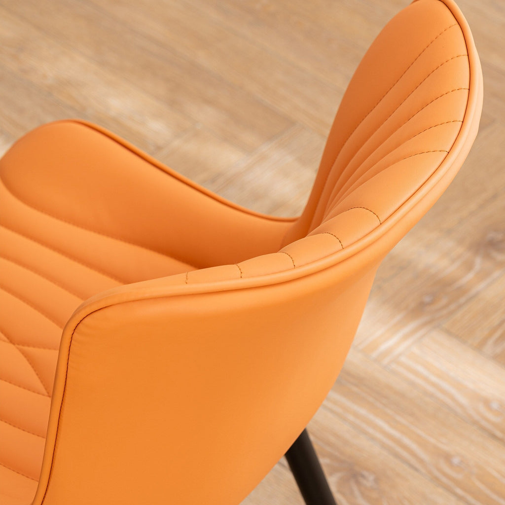 Lot de 2 chaises de salle à manger modernes en cuir rembourré sans accoudoirs