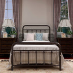 Cadre de lit plateforme en métal vintage simple Alazyhome, montage facile